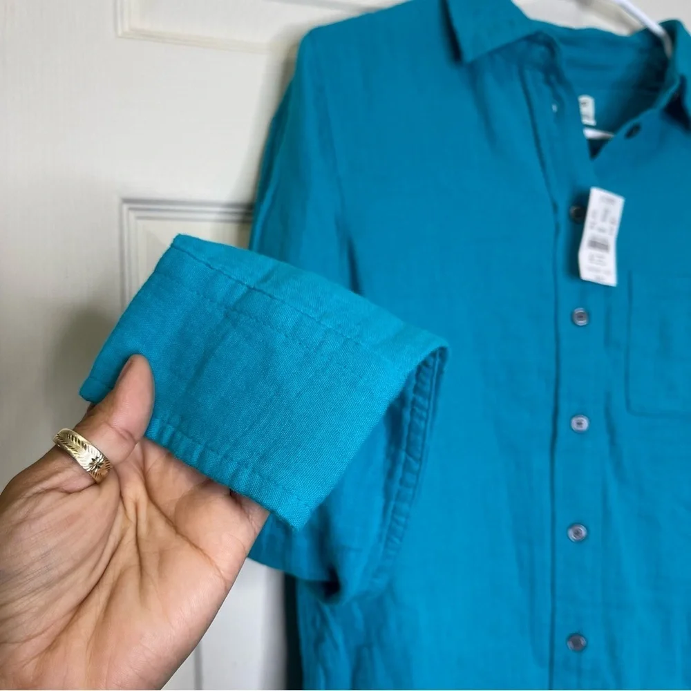 J.Crew Teal Double-gauze button-up shirt Sz Xs
